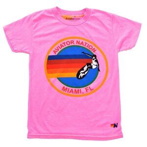 Kid’s Aviator Nation Miami Tee – Neon Pink, Size XS
